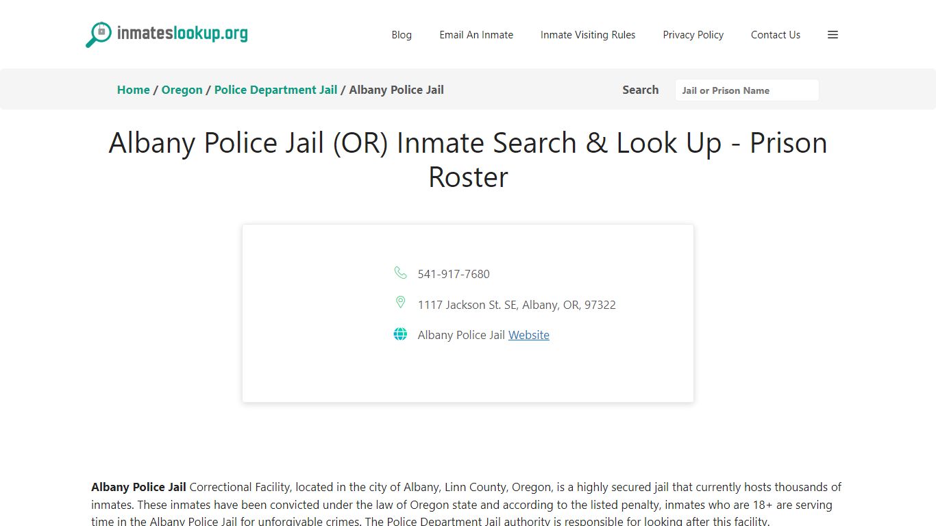 Albany Police Jail (OR) Inmate Search & Look Up - Prison Roster